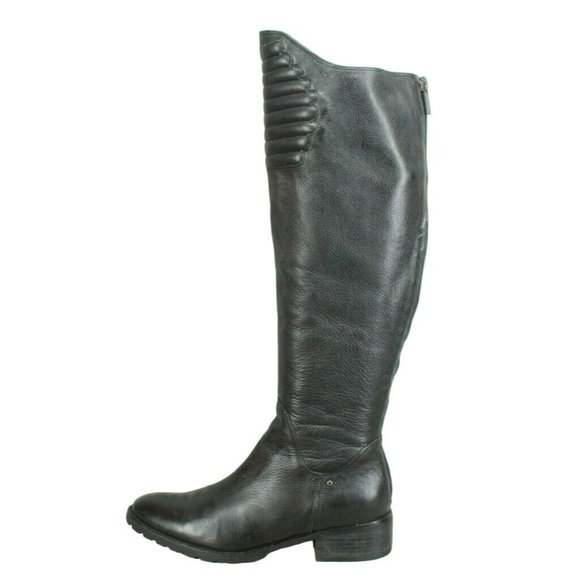 Kenneth Cole Think Ur Tough Black Leather Back Zip Tall Boots Size 6 M - Picture 1 of 9